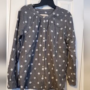 LOFT Gray Polka Dot Women's Top